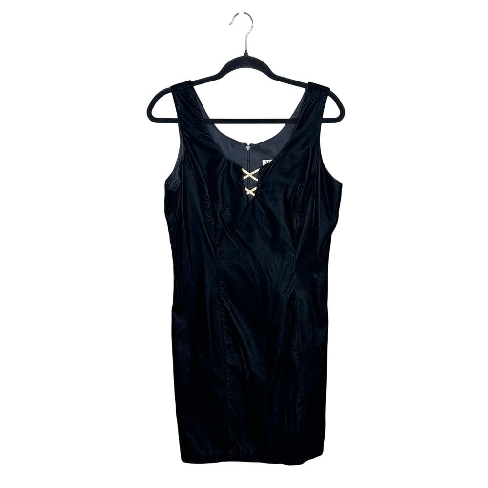 Vintage Rampage Black Velvet Rhinestone Dress 90s Y2K Whimsygoth Party Womens 11